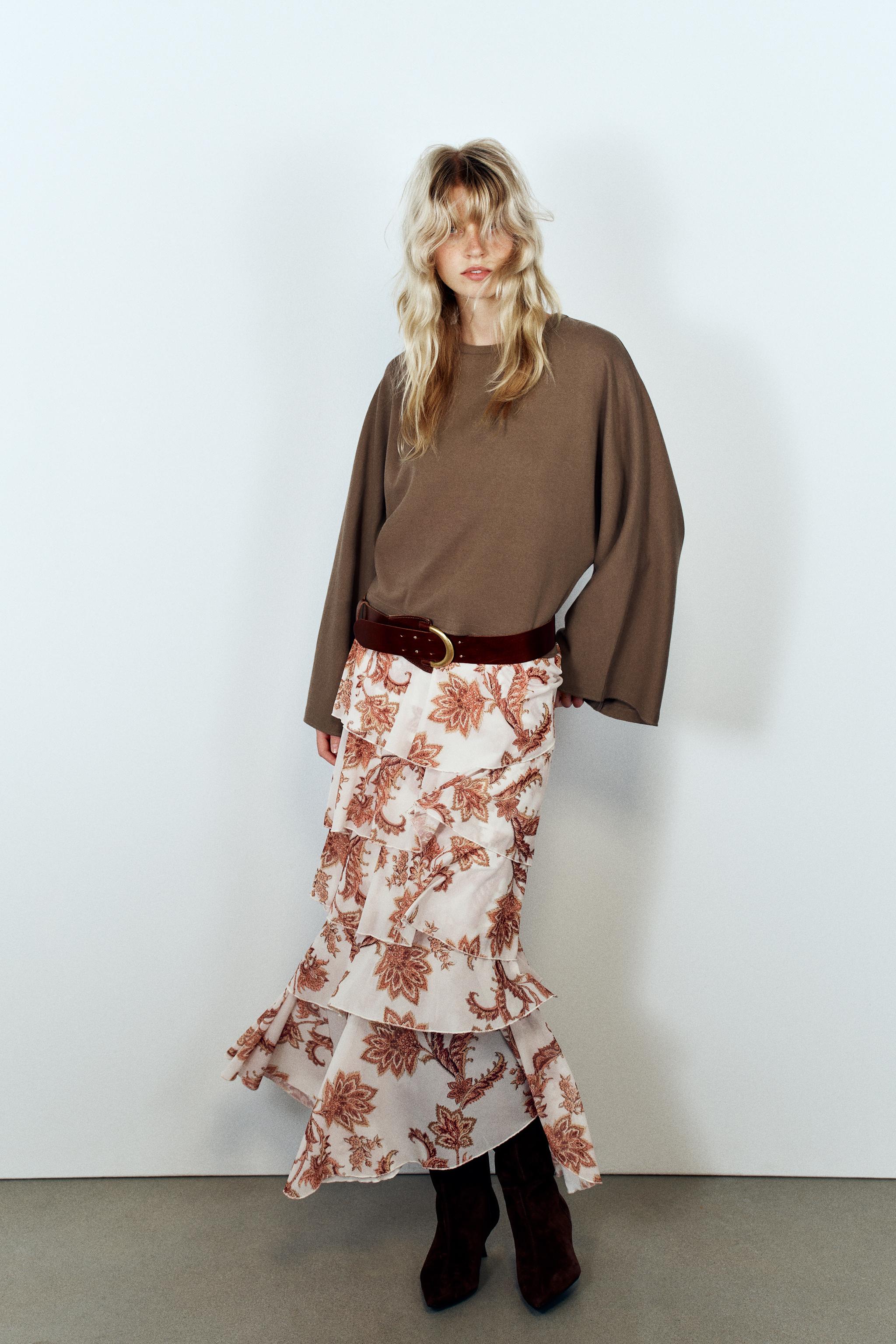 PRINTED RUFFLE SKIRT
